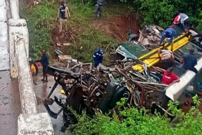 Police divers explore a river after a fatal bus accident in Limpopo