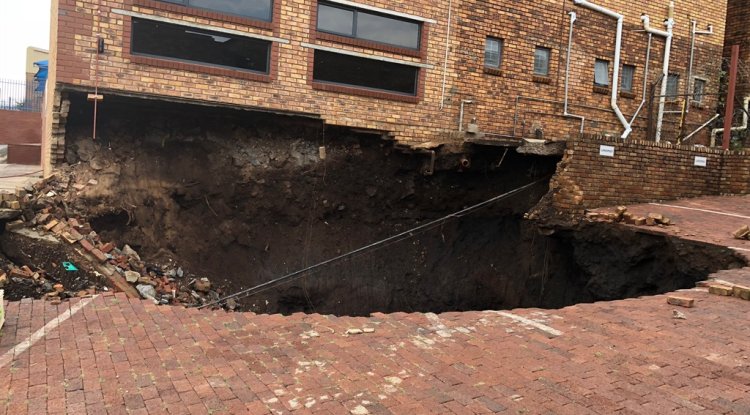 A sinkhole engulfed a portion of a school in Gauteng.