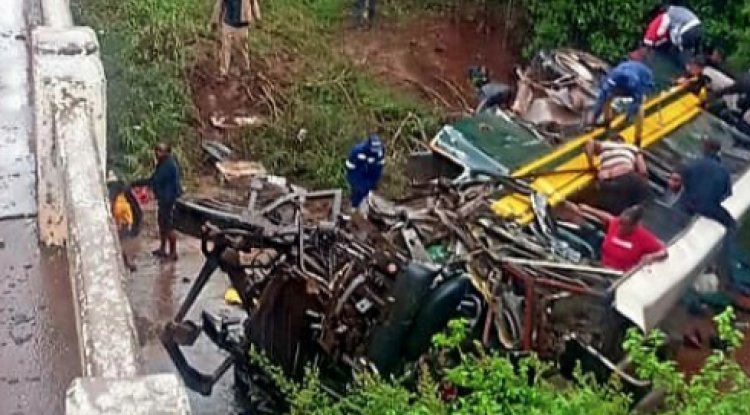 Police divers explore a river after a fatal bus accident in Limpopo